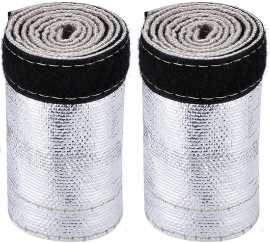 Set van 2 Warmtebeschermers met Aluminium Slang, Geïsoleerde Draadbescherming, 600 x 106 mm, Warmtebestendige Barrière, Slangbescherming en Isolatie van Merkloos