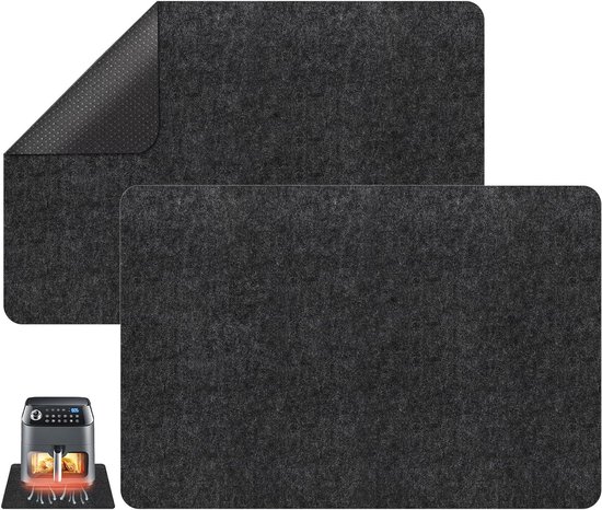 Set van 2 Warmtebestendige Keukenmatten, 44 x 30 cm Isolatiematten voor Airfryer, Magnetron en Koffiemaker, Antislip en Vrij Te Snijden Isolatie Mat voor Veilig Koken en Bakken van Merkloos