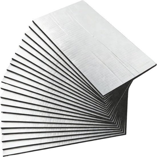 Set van 20 Geluidsisolatiematten voor Auto's 25 x 18 cm Zelfklevende Isolatie Brandwerend Vochtbestendig Geluidsdemping voor Motorruimte