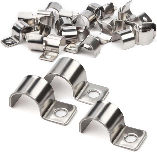 Set van 20 metalen slangklemmen voor bevestiging, geschikt voor slangen, kabels en kleine buizen, diameter 16-17 mm, duurzame staalconstructie, veelzijdige bevestigingsoplossingen