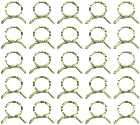 Set van 25 Dubbele Draad Veerslangklemmen 18 mm