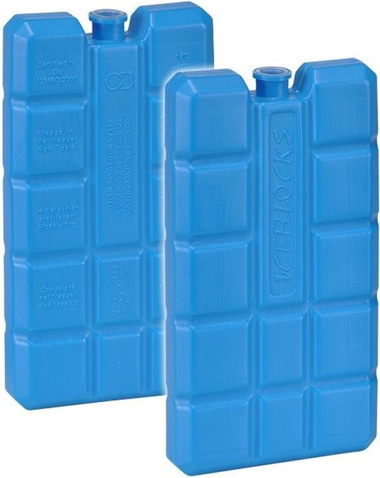 Set van 2x blauwe koelelementen 200 gram 8 x 15 x 2 cm - Koelblokken/koelelementen voor koeltas/koelbox van Orange85