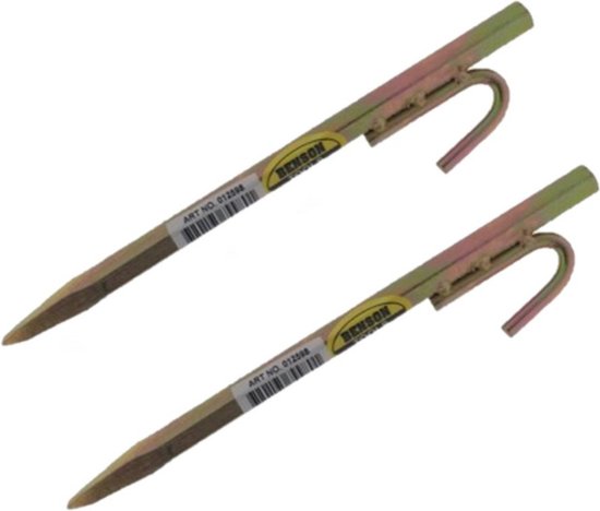 Set van 2x stuks grondpennen/tentharingen goud staal met open oog 30 cm - Rotspen - Spijkerharing van Benson