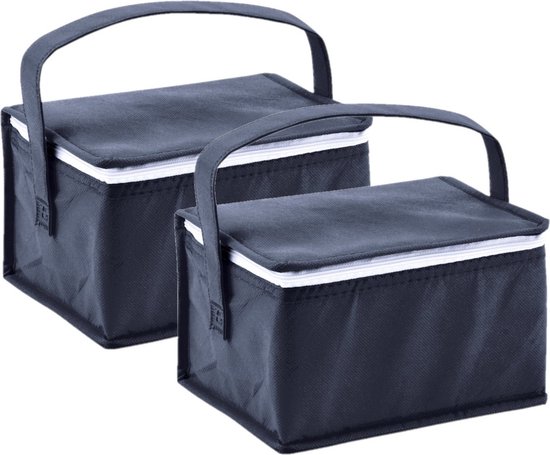 Set van 2x stuks kleine koeltassen voor lunch blauw 20 x 14 x 13 cm 3.5 liter - Koeltassen van Benson