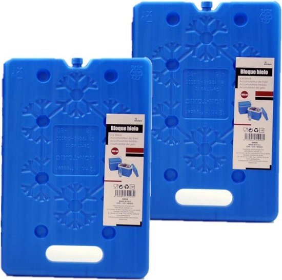 Set van 2x stuks koelelementen 20 x 2 x 30 cm blauw - Koelblokken/koelelementen voor koeltas/koelbox van Benson