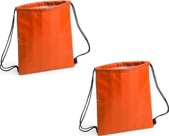Set van 2x stuks oranje koeltas rugzak 27 x 33 cm - Koelboxen draagbaar/koeltassen - Oranje fans artikelen van SportFanatic