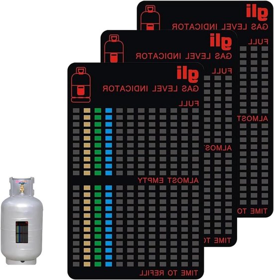 Set van 3 Gasflessen met Magnetische Vulniveau Indicator voor Butaan en Propaan, Geschikt voor Gasfornuis en Eenvoudig Af te Lezen Vulniveau