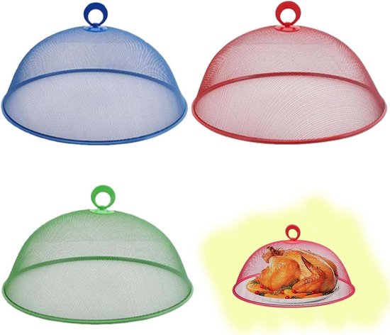 Set van 3 Opvouwbare Voedselafdekkingen voor Fruit en Eten, Bescherming Tegen Vliegen en Insecten, Ideaal voor Buitengebruik