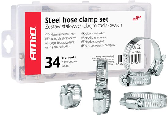 Set van 34 stalen slangklemmen