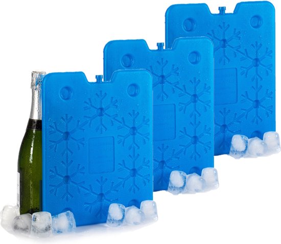 Set van 3x stuks koelelementen 26 x 2 x 32 cm blauw - Koelblokken/koelelementen voor koeltas/koelbox van Benson