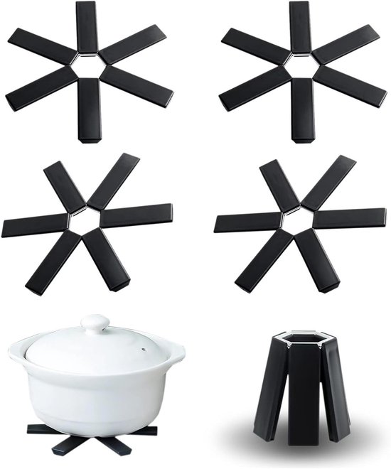 Set van 4 Antislip Beschermers voor Pannen en Potten - Warmte-isolatie, Scheiding Pads en Keukenaccessoires voor Veilig Opslaan van Merkloos