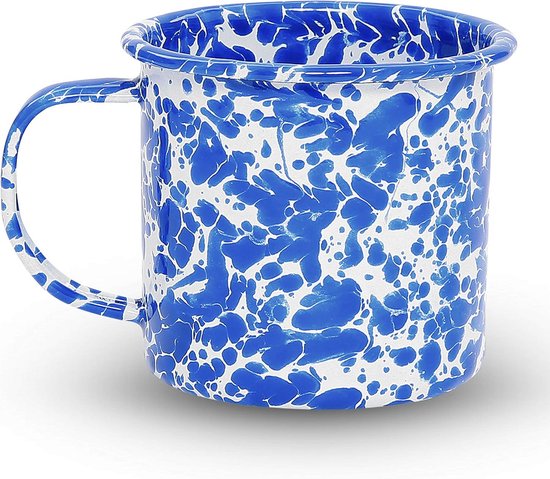 Set van 4 Emaille Mokken 350ml - Slijtvast Servies voor Buiten en Dagelijks Gebruik