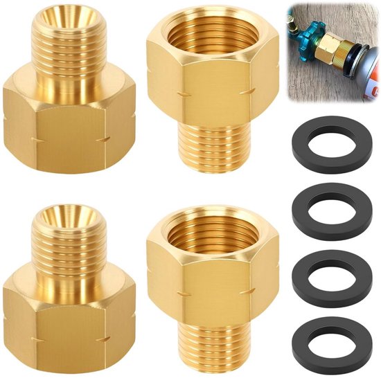 Set van 4 Gasfles Adapters met Rubberafdichting