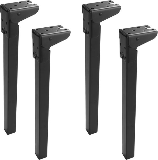 Set van 4 Inklapbare Tafelpoten 35 cm - Zwarte Salontafelpoten voor Bed, Kledingkast en Laptop