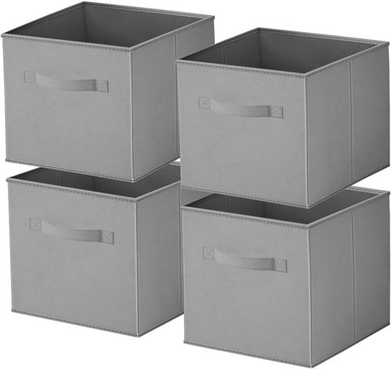 Set van 4 opvouwbare opbergdozen, 28 x 28 x 28 cm, opbergkubus, vouwdoos, organizer box voor speelgoed, kleding