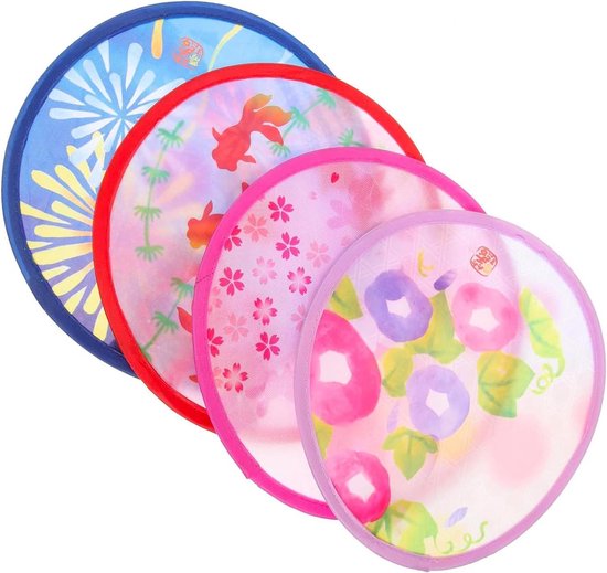 Set van 4 Opvouwbare Ronde Handwaaiers Zomer Stijl