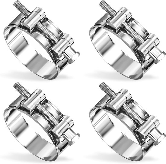 Set van 4 RVS Hinge Bar Klemmen voor Buizen 74-79 mm - Duurzame Slangklemmen voor Zwembaden, Universele Uitlaatklem voor Uitlaatpijp en Hinge Rod Klem voor Betrouwbare Bevestiging