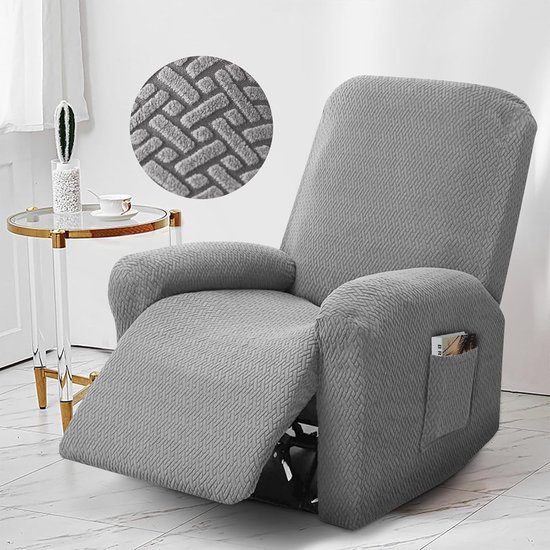 Set van 4 Stoelhoezen voor Relaxstoelen - Rekbare, Wasbare Bescherming met Zakjes voor TV Stoelen en Relaxers