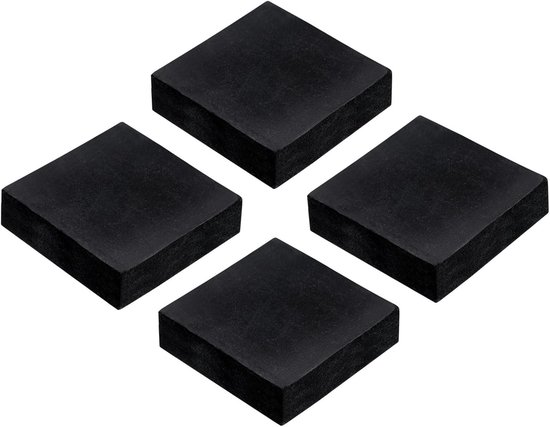 Set van 4 Vierkante Vibration Isolation Matten - 50mm Antislip Rubber Blokken voor Geluidsdemping en HVAC Toepassingen, 15mm Dikte