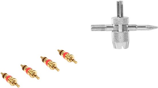 Set van 4 Weg Bandenventiel Reparatiegereedschap met Ventiel Staven van Merkloos