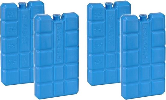 Set van 4x blauwe koelelementen 200 gram 8 x 15 x 2 cm - Koelblokken/koelelementen voor koeltas/koelbox van SportX