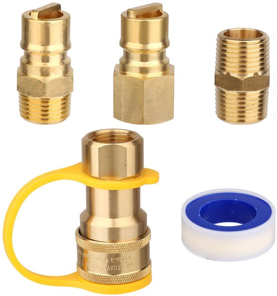 Set van 5 snelkoppelingen voor aardgas, 1/2 inch snelkoppeling voor aardgasslang, propaanslang voor generator, aardgastoevoer voor generatoren van Merkloos