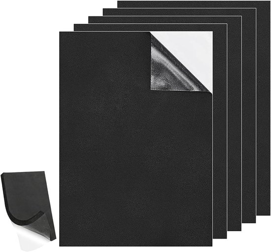 Set van 5 Zelfklevende Schuimplaten - 3mm Dikke Neopreen Vloerbeschermers, Geluiddemping en Isolatie, Antislip en Schokbestendig