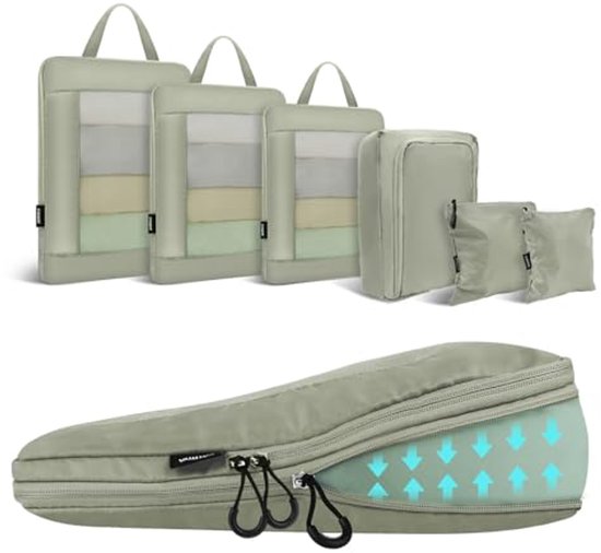 Set van 6 Inpakorganizers voor Koffers - Compressie Pakzakken voor Efficiënte Organisatie van Merkloos