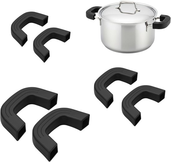 Set van 6 Siliconen Panhandvatten, Warmtebestendig, Antislip voor Koken, Geschikt voor Pannen, Wok en Potten, Diverse Maten voor Veilig Keukenwerk