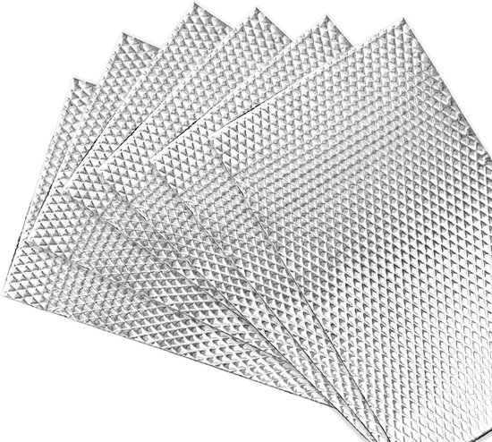 Set van 6 Zelfklevende Aluminium Butyl Isolatiematten van 2 mm - Geluidsisolatie en Warmte-isolatie voor Auto's, Motorcompartiment en Deuren - Ideaal voor Verbetering van Comfort en Bescherming van Merkloos