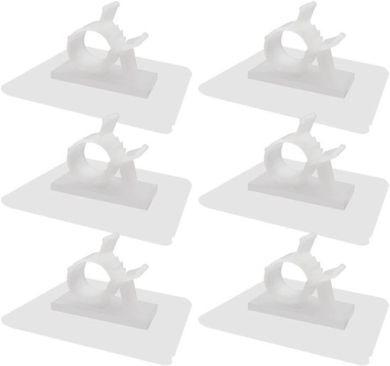 Set van 6 Zelfklevende Slangklemmen voor Water- en Gasleidingen, Plastic Buisklemmen (Wit, 13-15mm)