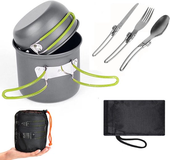 Set van camping keukengerei, 5 kamers buiten keukengerei voor camping - draagbare bestek set, campingpot met gesneden -vierde, hepvet -apparatuur, Picnic Camping Wandeling Pan Cook Gerei, Buiten kookpannen - Cyslmuk® van Cyslmuk®
