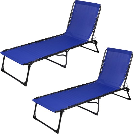 SET X 2 MARINEBLAUWE STRANDSTOEL 187X56XH26/85CM van Urban Living