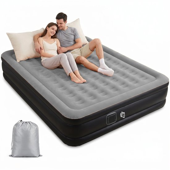 Seth Select Opblaasbaar Luchtbed voor 2 Personen – 45 cm Hoog met Rugleuning en Ingebouwd Kussen – Comfortabel Camping- en Logeerbed