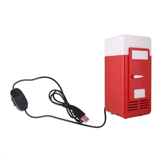 Shopcentral - Mini Koelkast - USB Fridge - Compact en Draagbaar - Rood - Koeler en Verwarmer - Ideaal voor Thuis en Kantoor - Mini Koelbox