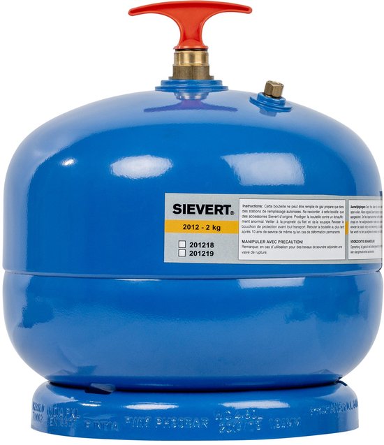 Sievert Gasfles hervulbaar 2kg M14 (gevuld) - zonder kraan van Merkloos