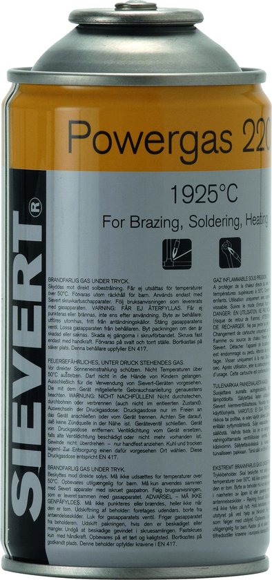 Sievert Gaspatroon Powergas Eu - MET Automatisch Ventiel - Propaan en Butaan - 7/16 Inch van Sievert