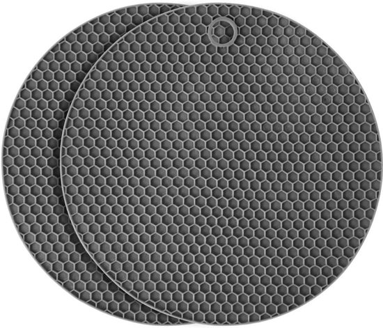 Siliconen onderzetters‑rond donkergrijs‑23cm 2 stuks | Warmtebestendige tafelonderzetters, antislip voor potten en pannen