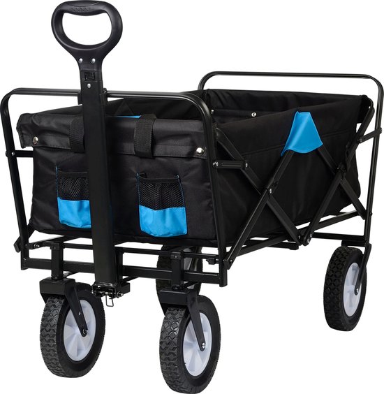 SimpleStore Bolderkar - Antraciet Turquoise - Bolderkar Opvouwbaar - Belasting tot 80 Kg - 100 L Volume - Strandkar - Tuinkar - 360 graden draaien van SimpleStore