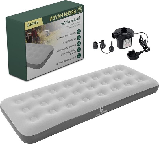 Single Inflatable Mattress + AC Pump - Waterproof Air Mattress for Adults and Children - Fast Inflatable Camping Bed van Active Era