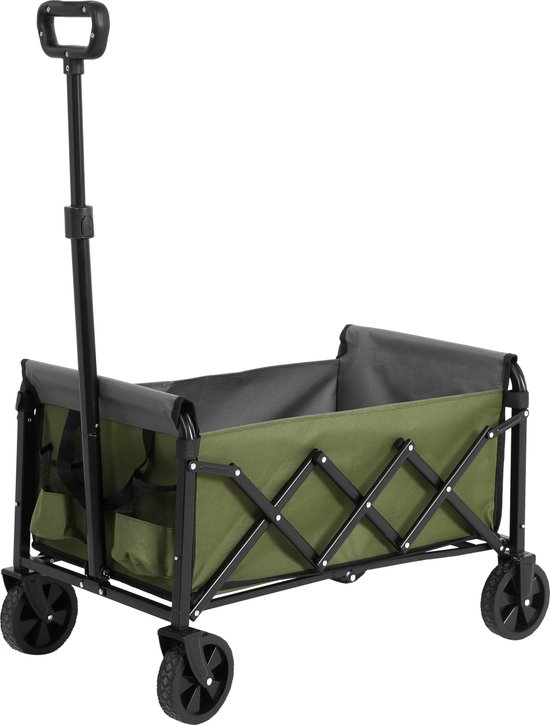 SINGULARITY Strandkar-Lichtgewicht Draagbaar-Met Wielen-Grote Capaciteit Buiten Utility Cart voor Boodschappen, Kamperen, Winkelen, Sport en Tuin-Legergroen van Merkloos