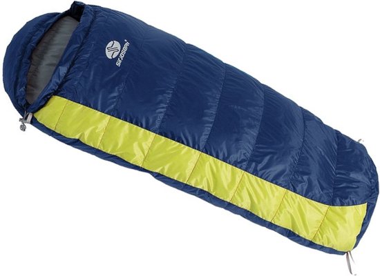 SirJoseph donzen mummyslaapzak voor kinderen Kiki Down 85 - links 85 cm - Navy met Lime van SirJoseph