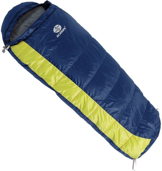 SirJoseph mummyslaapzak voor kinderen Kiki Basic 125-145 - links 145 cm - Navy met Lime van SirJoseph