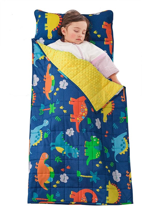Sivio Kinderslaapzak Verzwaringsdeken 1,3kg -50 x 127cm- Met Ingebouwd Kussen & Extra Beenruimte - Wasbaar in Wasmachine - Blauw van Merkloos
