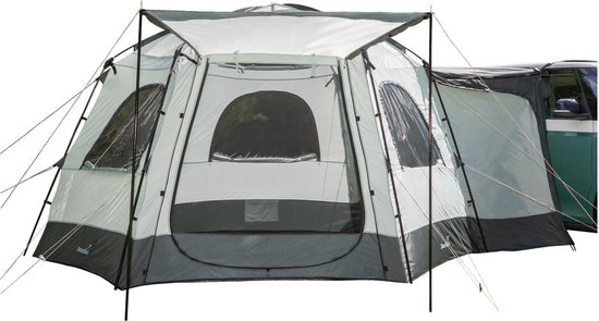 Skandika bustent Pitea Dome Protect - Vrijstaand, 2-4 personen, stahoogte 2,2 m, 10,4 m² woonruimte, 3 ingangen, folieramen, muskietennet, 3000 mm waterkolom | Tent voor auto, bus, bestelwagen, camper van Merkloos