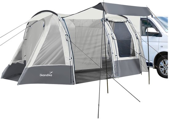 Skandika Busvoortent Aarhus Travel 2 - vrijstaand, slaapcabine voor 2 personen, 10 m² woonkamer, stahoogte 205 cm, muggennet, zonnedak, 2 ingangen, 3000 mm waterkolom, tent voor bus, auto, bestelwagen van Merkloos