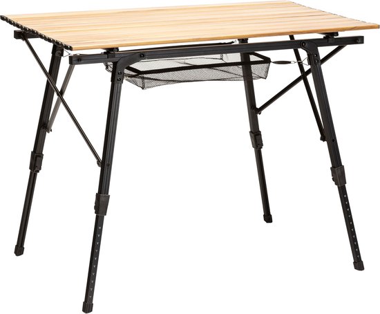 Skandika campingtafel Jamsa - opvouwbaar, in hoogte verstelbaar, met netopbergruimte, lichtgewicht 4,1 kg, belastbaar tot 50 kg, tafelblad 90 x 52 cm, weerbestendig | Klaptafel voor camping, tuin van Merkloos