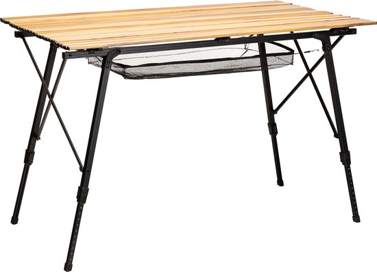 Skandika campingtafel Jamsa - opvouwbaar, in hoogte verstelbaar, met netopbergruimte, lichtgewicht 6,1 kg, belastbaar tot 50 kg, tafelblad 120 x 70 cm, weerbestendig | Klaptafel voor camping, tuin van Merkloos