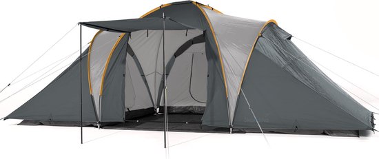 Skandika Daytona 6 Tent – Koepeltenten - Tenten – 6 persoons tent – Muggengaas – 195 cm stahoogte – Familietent met 3 slaapcabines – 530 x 370 x 195 cm (L x B x H) - 3000 mm waterkolom – Kampeertent voor familie en vrienden – Kamperen – grijs van Skandika