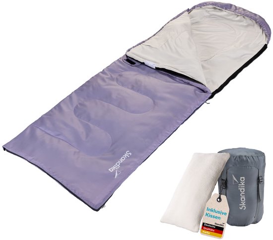 Skandika deken slaapzak Skye - 3-seizoenen slaapzak, met kussen, koppelbaar, 220 x 75 cm, 250g/m² microvezelvulling, binnenzak, wasbaar | Outdoor slaapzakken, slaapdeken, kampeeruitrusting van Merkloos